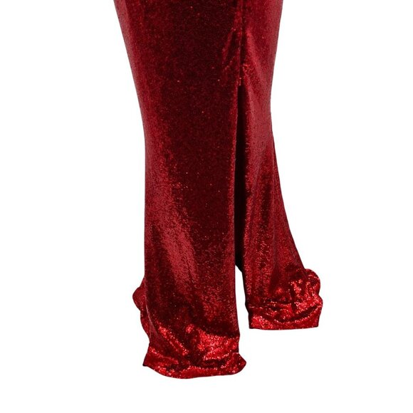 Alyce Paris One Shoulder Sequin Gown Open Back Red Size 12 New - Picture 4 of 13
